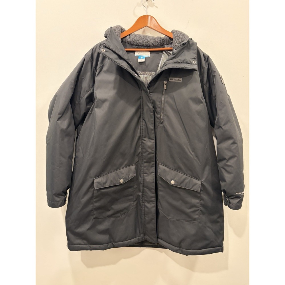 Columbia Suttle Mountain Long Insulated Hooded 2x Plus Size Black/grey Parka